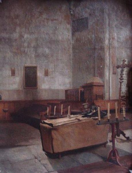 Interieur D'eglise Oil Painting by William J.E.E. Laparra