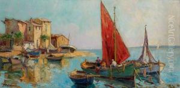 Les Martigues Oil Painting by Georgi Alexandrovich Lapchine