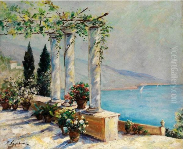 Sudliche Kustenlandschaft Oil Painting by Georgi Alexandrovich Lapchine