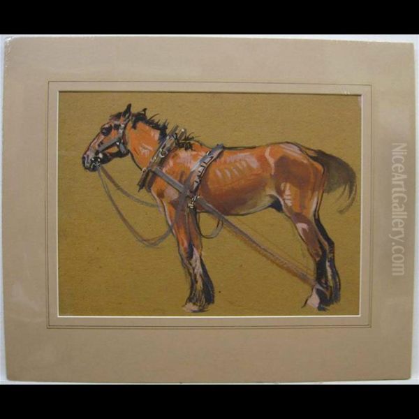 Farm Horse Oil Painting by Andreas Christian G. Lapine