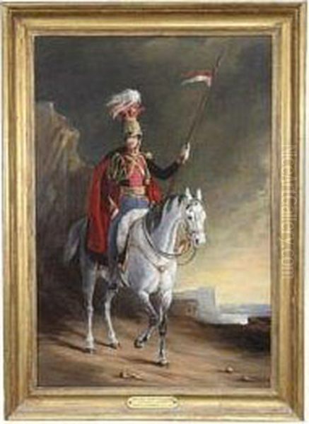 Captain Henry Ferguson, The Ninth Lancer Oil Painting by George Henry Laporte