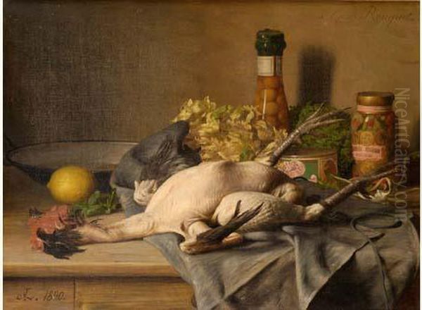 Nature Morte Au Coq Oil Painting by Jules Larcher