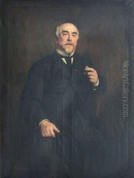 Portrait D'homme Au Cigare Oil Painting by Armand Laroche