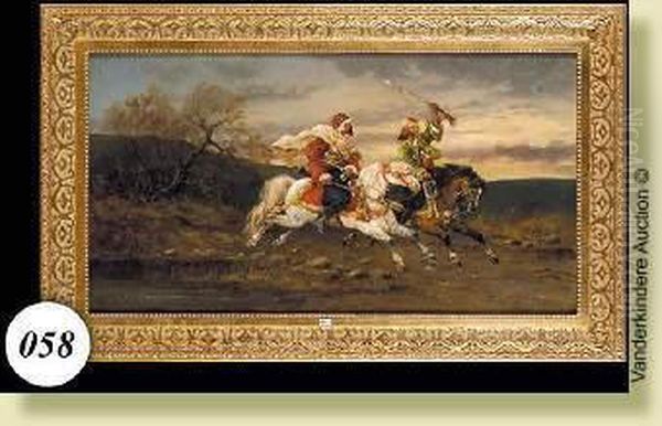 Les Cavaliers Arabes Oil Painting by Armand Laroche