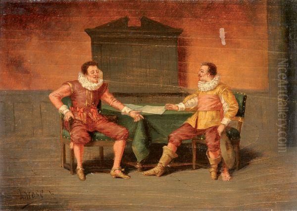 Conversation De Gentilhommes Oil Painting by Larose