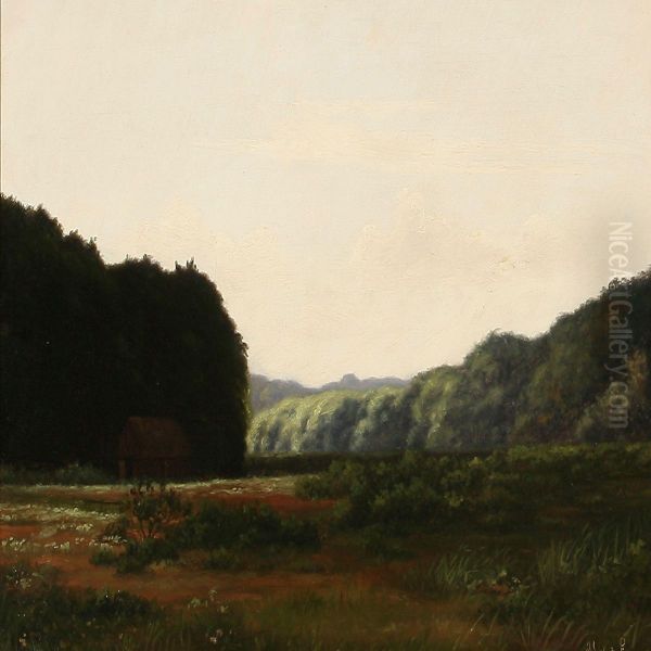 A Forest Glade Oil Painting by Adolf Larsen