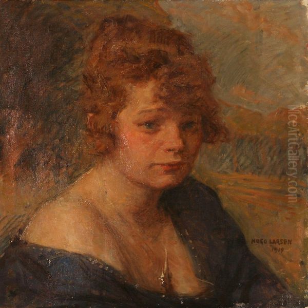 Portrait Of Nanny Vaslev Oil Painting by Hugo Valdemar Larsen