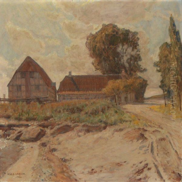 Landscape With Farm Oil Painting by Hugo Valdemar Larsen