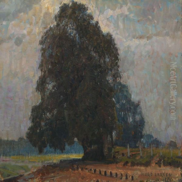 Landscape With An Old Oak Tree Oil Painting by Hugo Valdemar Larsen