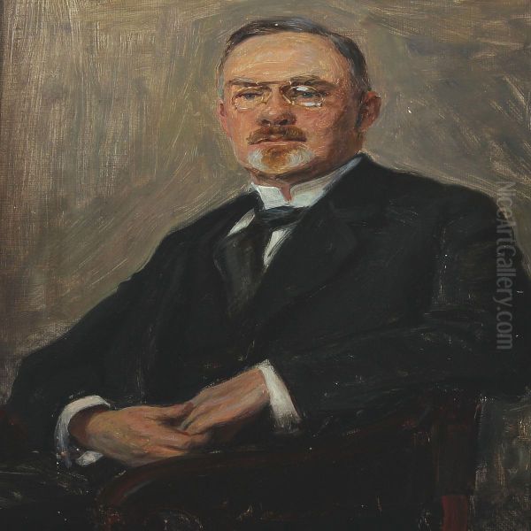 Portrait Of Mayor Knud Orbaek Holch Oil Painting by Knud Larsen