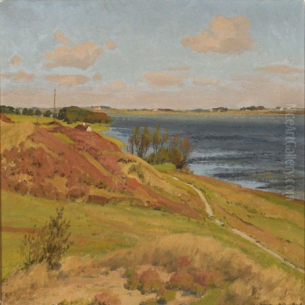 Summer Landscape Near A Fiord Oil Painting by Thorvald Larsen