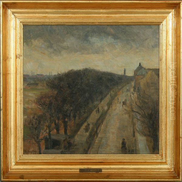 Street Scenery Oil Painting by Frederik Larsen-Saerslov