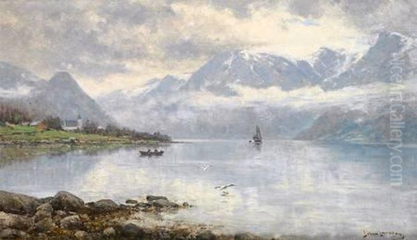 Hardanger Fjord Oil Painting by Johann Larssen