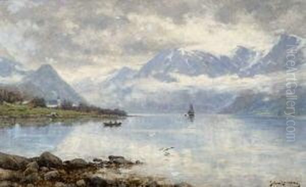 Hardanger Fjord In
 Norwegen Oil Painting by Johann Larssen