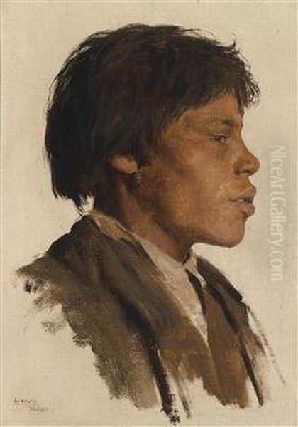 Gipsy Boy Oil Painting by Johann Larwin