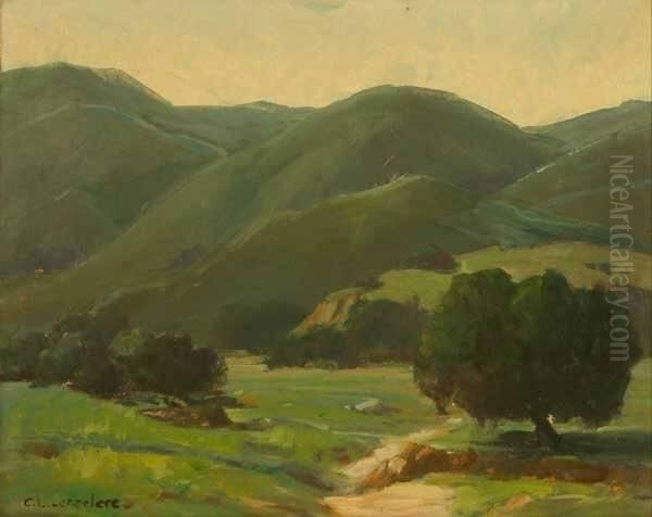 California Foothill Landscape S L/l: C.l. Larzelere O/masonite 16x20 Oil Painting by Charles Laverne Larzelere