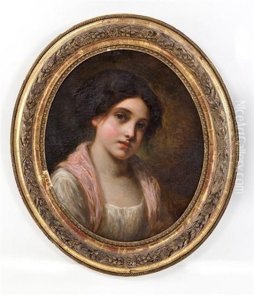 Portrait Of Young Girl Oil Painting by Charles Augustus C. Lasar