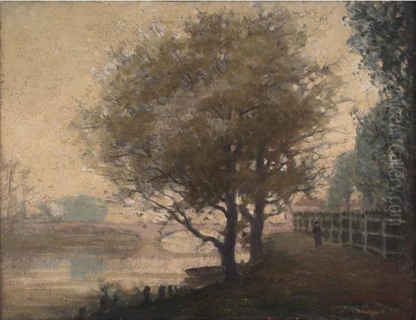 Along The River Oil Painting by Charles Augustus C. Lasar