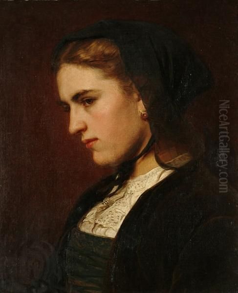 Lost In Thought Oil Painting by Carl Johann Lasch