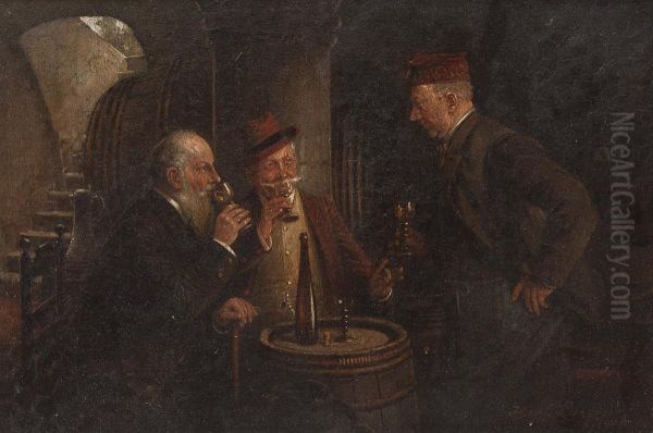 Die Weinprobe Oil Painting by Hans August Lassen