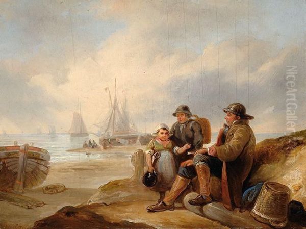 Fishermen Oil Painting by Hendrik Wilhelmus Last