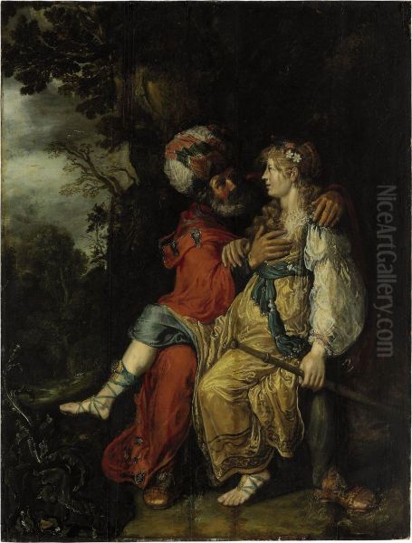 Judah And Tamar Oil Painting by Pieter Lastman