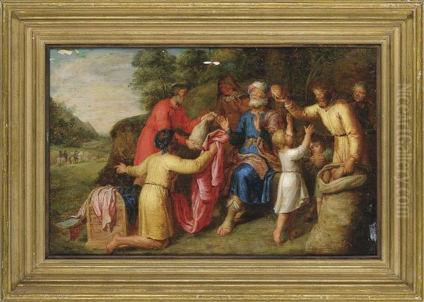 Joseph's Brothers Returning To Jacob With Gifts Oil Painting by Pieter Lastman