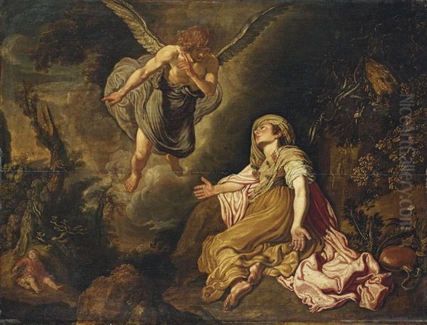 Hagar And The Angel Oil Painting by Pieter Lastman