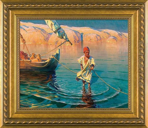 By Nile In Assu Oil Painting by Aleksander Laszenko