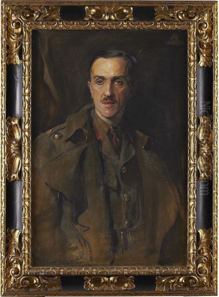 Half Length Portrait Of Major Henry Frederick Elliot Lewin Oil Painting by Philip Alexius De Laszlo