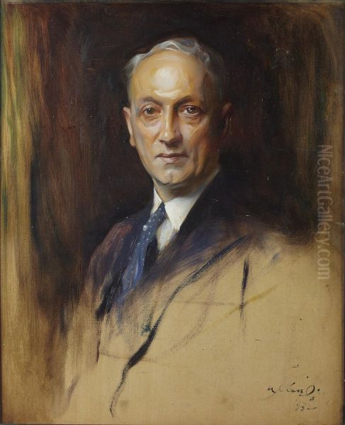 Half Length Portrait Of William Aiken Oil Painting by Philip Alexius De Laszlo