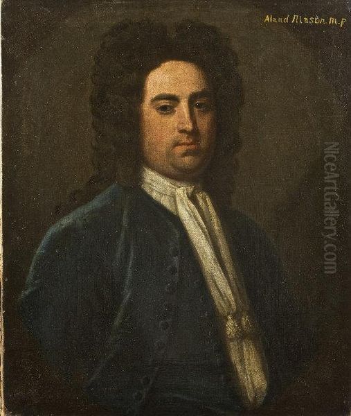 Portrait Of A Man With Brown Wig Oil Painting by James Latham