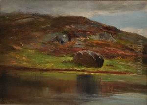 A Lochside Landscape Oil Painting by Charles James Lauder