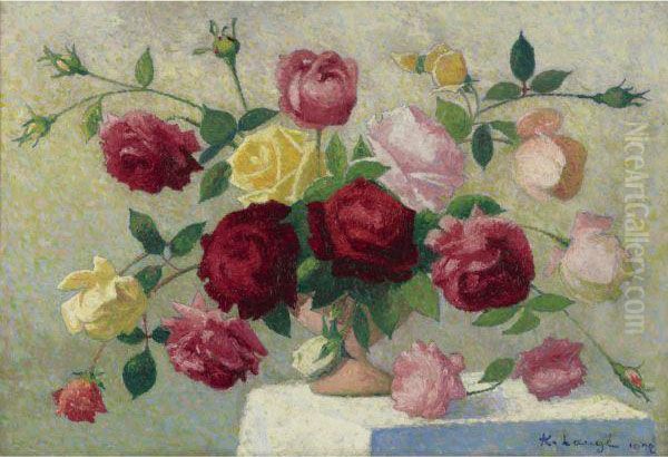 Bouquets De Roses Oil Painting by Achille Lauge