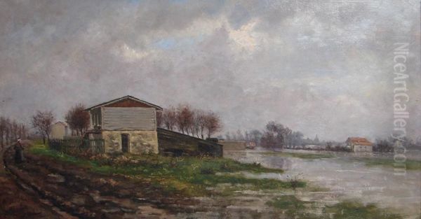 La Ferme Au Bord Du Lac Oil Painting by Desire Francois Laugee