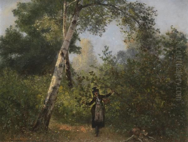 Jeune Femme Dans La Foret Oil Painting by Albert F. Laurens