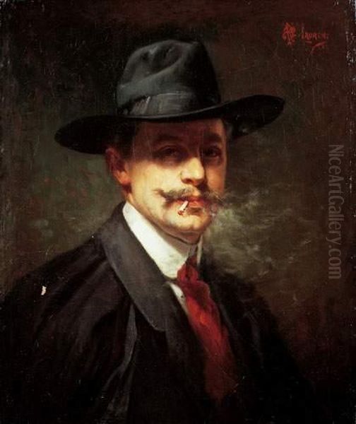 Portrait D'homme A La Cigarette Oil Painting by Albert F. Laurens