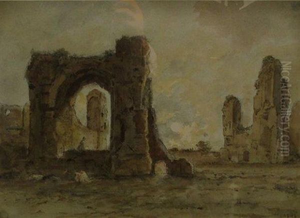 Ruines La Nuit Oil Painting by Jean-Paul Laurens