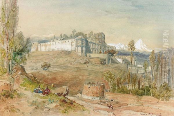 A Persian Hill Fort Oil Painting by Jules Joseph Augustin Laurens