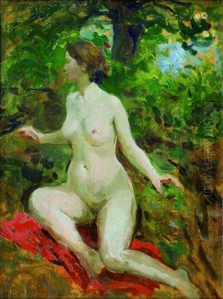 Nu Au Jardin. Oil Painting by Paul-Albert Laurens