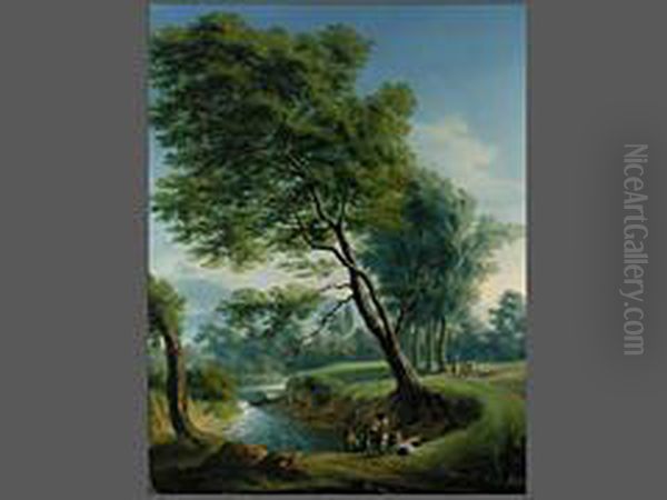 Angler Am Fluss Oil Painting by Jean Antoine Laurent