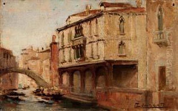 Canale Veneziano Oil Painting by Cesare Laurenti