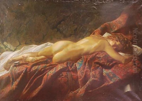 Nudo Di Donna Sdraiata Oil Painting by Cesare Laurenti