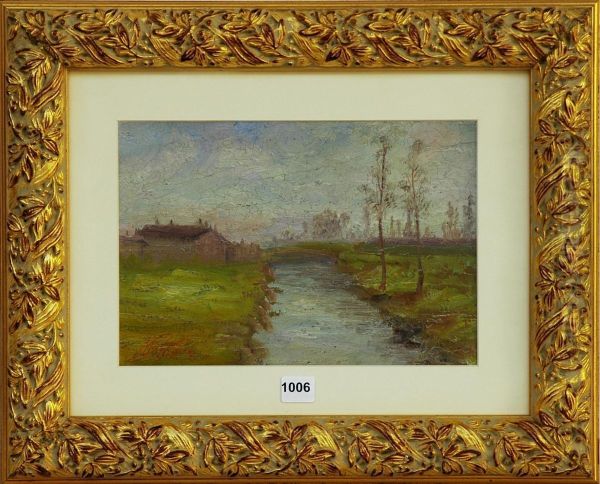 Paesaggio Con Cascine E Corso D'acqua Oil Painting by Nicola Laurenti