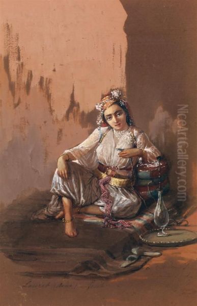 Lafumeuse De Narghile Oil Painting by Emmanuel Joseph Lauret