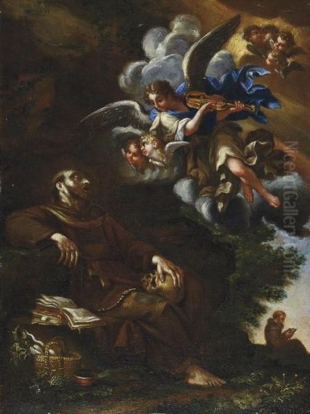 Saint Francis Of Assisi In Ecstasy Oil Painting by Cirlce Of Filippo Lauri