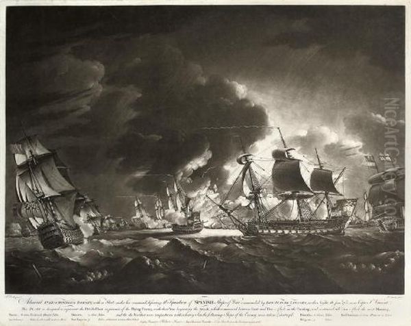 Admiral Sir George Brydges Rodney, With A Fleet Under His Command, Defeating A Squadron Of Spanish Ships Of War Oil Painting by Robert Laurie