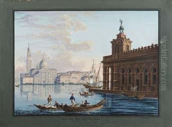 Porto Di Venezia Oil Painting by Johann Fr. Nepomuk Lauterer