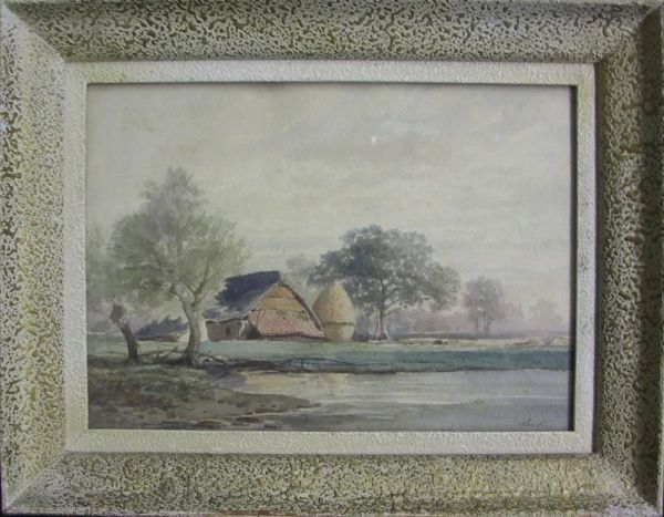 Description:boerderij Met Korenschoof Oil Painting by Paul Lauters