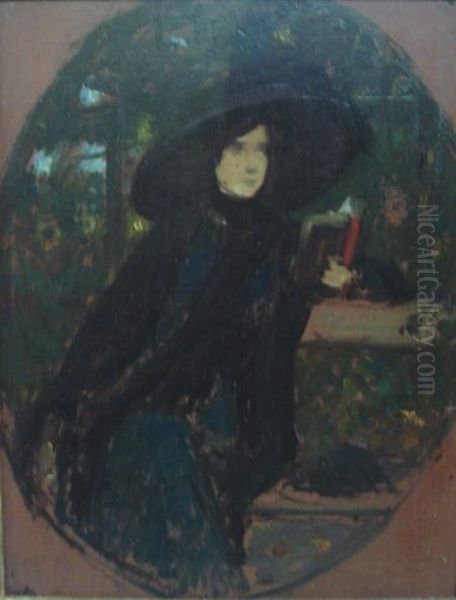 Dame A La Capeline Noire Oil Painting by Frederic Lauth